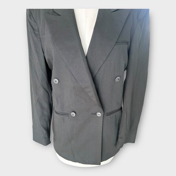 Vintage 90s Black Double Breasted Blazer Women's RPM Next Wave Preppy Academia M - Picture 10 of 11